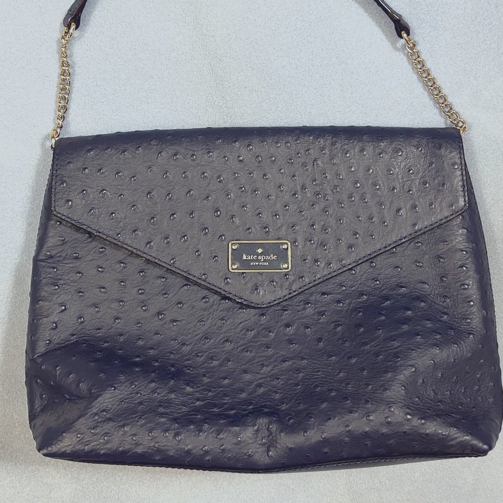 Kate Spade Purse Blue Ostrich Leather